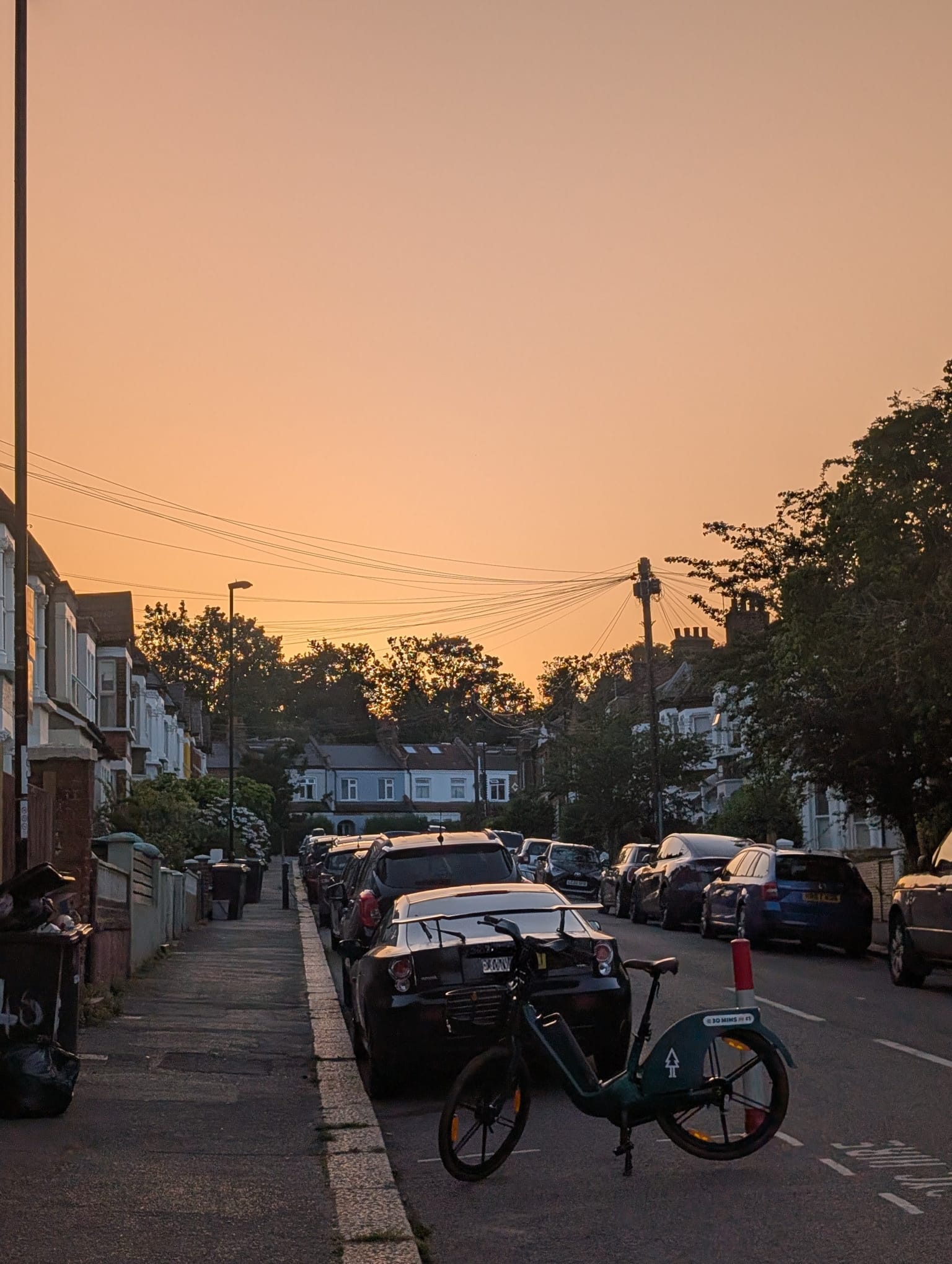 Residential rental street at dusk